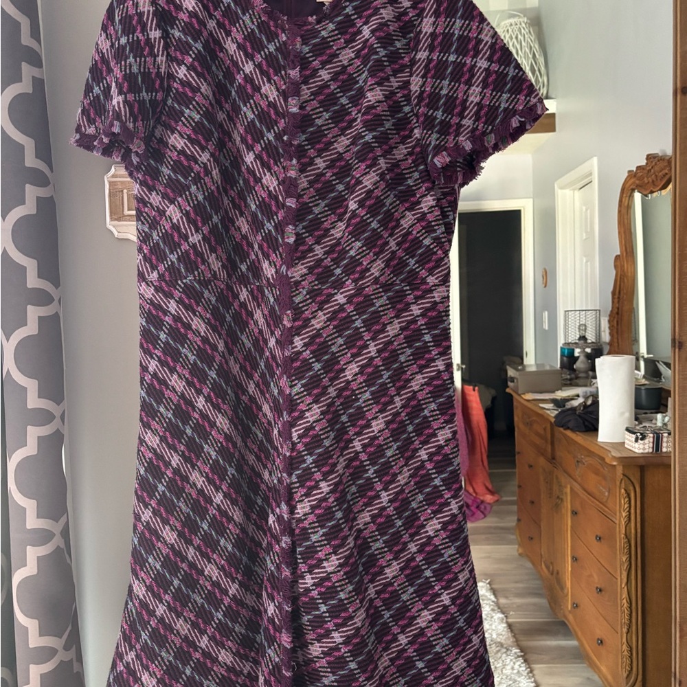 Kate Spade Purple and White Midi Dress Fit and Flare Size 16. NWT - Picture 3 of 4